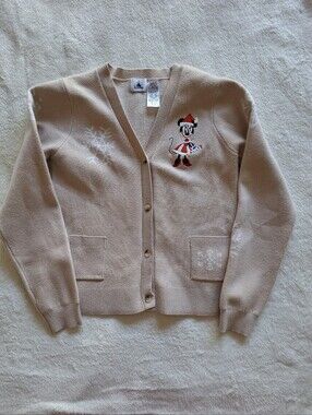 Disney Parks Minnie Mouse Christmas Cardigan Sweater Girls Youth Size 11/12